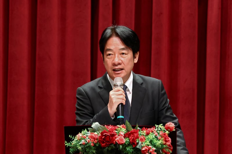 Taiwan President Lai Ching-te speaks at an event marking the 75th anniversary of the Battle of Guningtou, on Kinmen Island, Taiwan October 25, 2024.