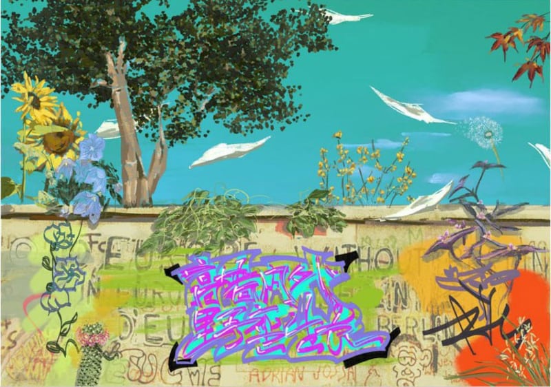 An illustration in the first issue of the magazine represents each member of the Mang Mang team as a plant. The spirit of the magazine is written on the wall: "Inside and outside the high walls, wild growth." Credit: Mang Mang