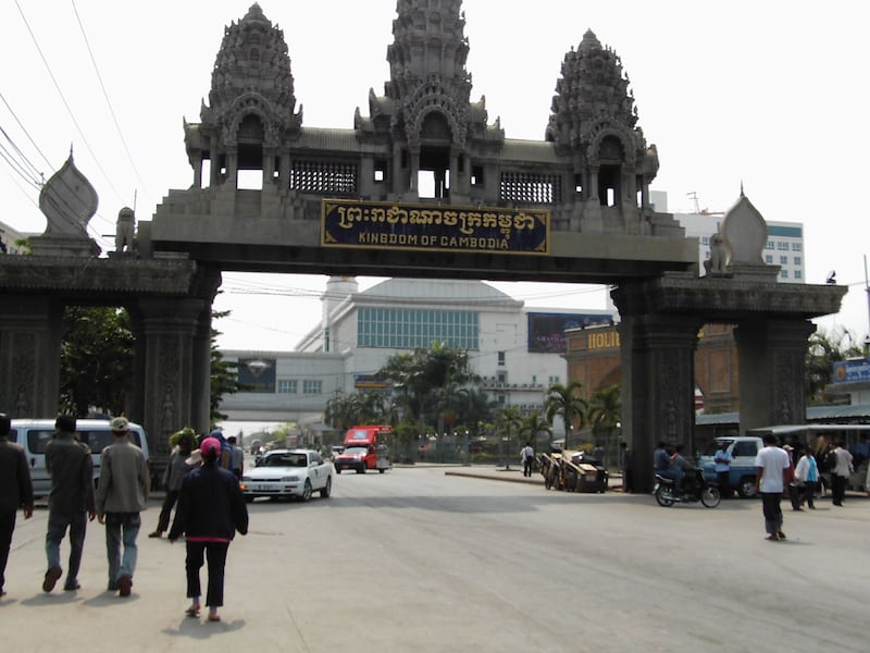 An undated photo of the border crossing  to Thailand in Poipet, Cambodia.