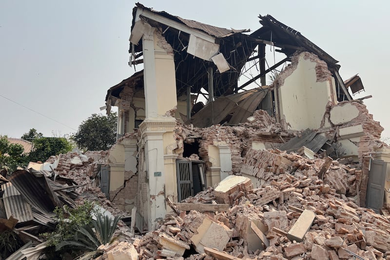 A damaged building after earthquake, March 28, 2025, in Naypyidaw, Myanmar.